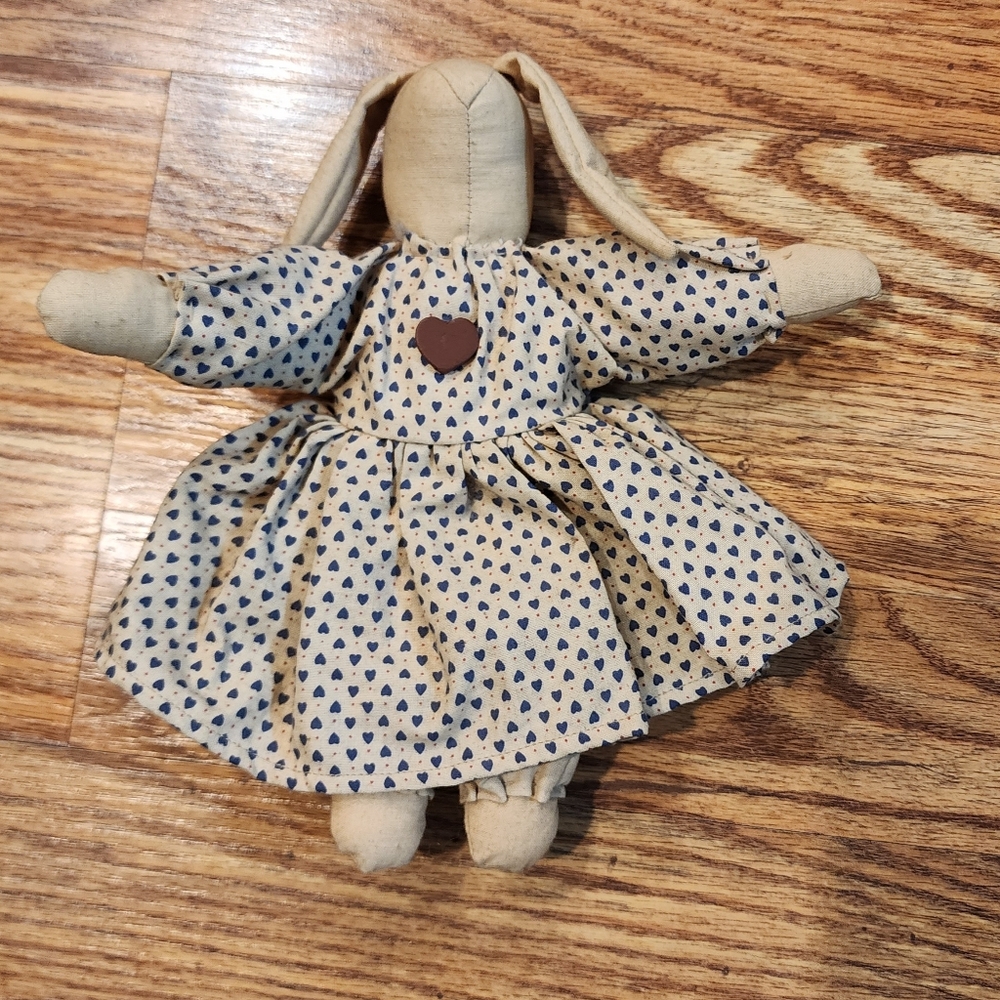 Vintage Rustic Primative Floppy Eared Bunny Rabbit Doll Easter Handmade 8"